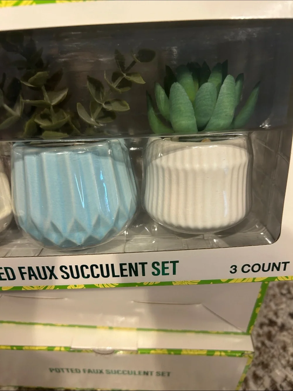 FESTIVE VOICE POTTED FAUX SUCCULENT SET LOT OF 3 NWY